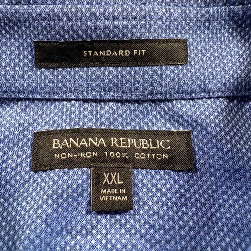 Banana Republic Button Down Shirt Mens XXL Blue Non-Iron Cotton Standard Fit